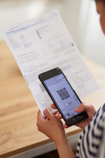 Scanning a QR code printed on paper